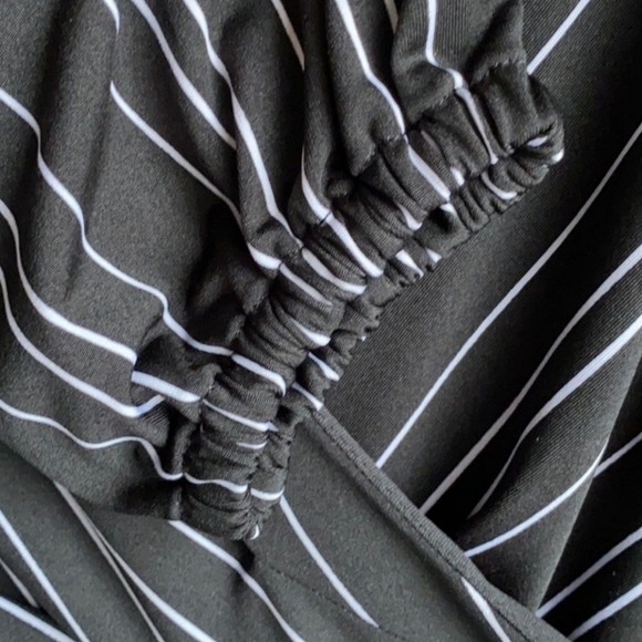 Lane Bryant Black White Striped Deep V-Neck Dress Size 14 - Picture 3 of 5